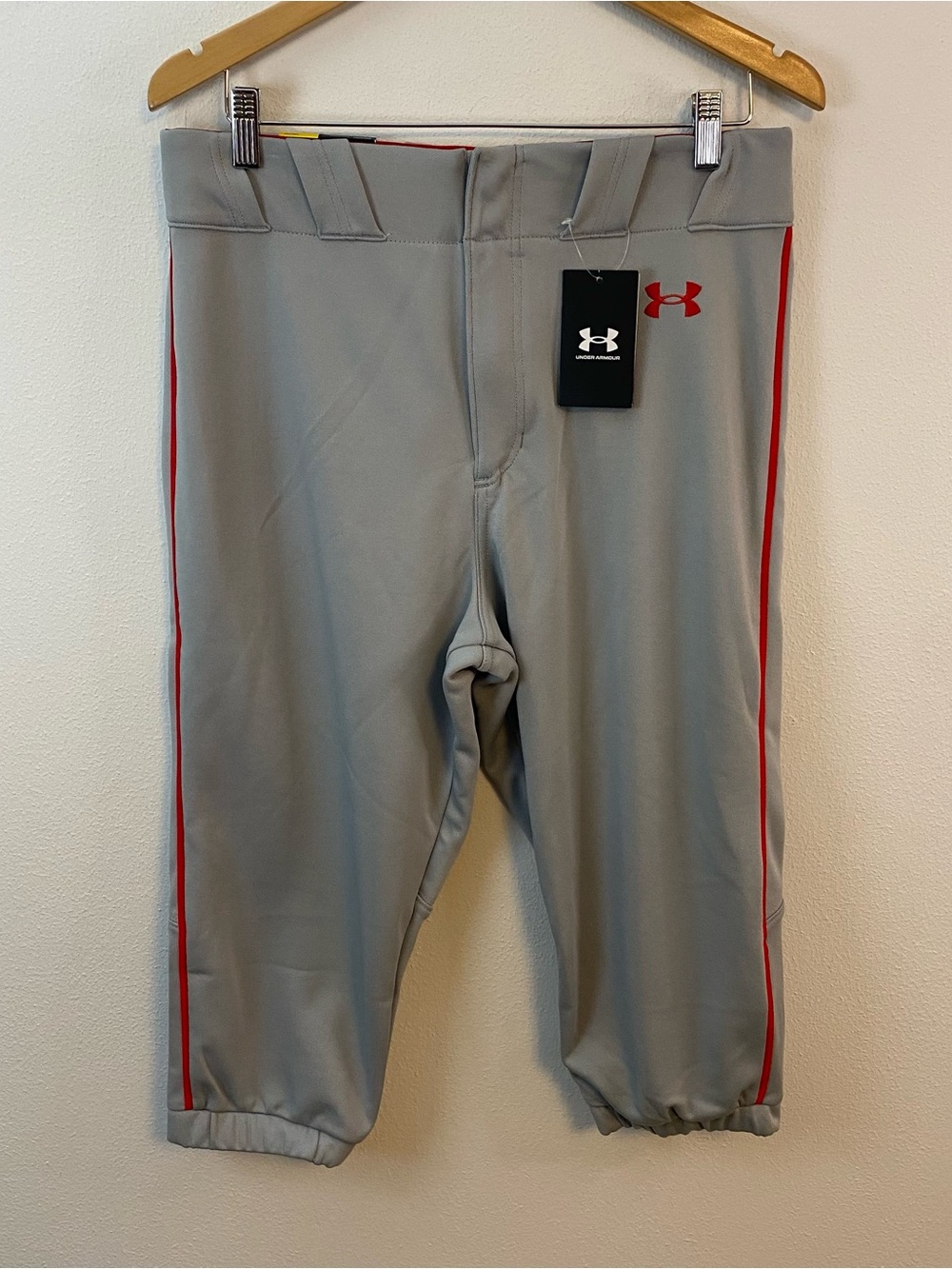 Under Armour Gameday Vanish Knocker Pipe Gray Red Baseball Pants Mens Medium